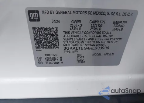 2024 GMC Terrain Awd Sle from USA, damaged, VIN 3GKALTEG4RL333938